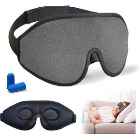 Eye Sleeping Mask for Woman Men: Weighted 3D Eye Mask for Sleep Patented Design 100% Blackout Lights Sleeping Eye Mask | Comfort Lightweight Washable Sleep Eye Mask for Travel Nap Shift Works Black