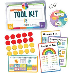 Carson Dellosa Be Clever Wherever Math Tool Kit, Grades 4-5 Math Manipulatives for Multiplication, Division, and Fractions with Math Charts, EZ-Spin Wheel, Math Cubes, and Reference Sticker (14 pc)