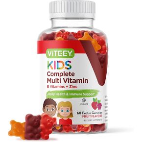 Kids Multivitamin Gummies, Complete Daily Essential Kids Vitamins - Great for Immune Support & Overall Health - 12 Essential Minerals & Vitamins - Vegetarian, Gelatin Free- Chewable Fruit Flavor Gummy