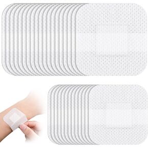 60 Pcs Bordered Gauze Adhesive Island Dressing Wound Dressing Waterproof Gauze with Pad Breathable Bandage Individually Packed Pouches Tapes for Blister Wound Care (1.7 x 1.7 Inch)