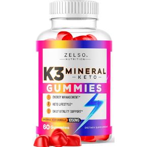 K3 Mineral Gummies, Original K3 Mineral Advanced Formula Now in A Tasty ACV Gummy, 60 Count