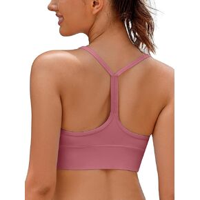 Womens Y Back Sports Bra Padded Racerback Low Impact Wireless Workout Bra