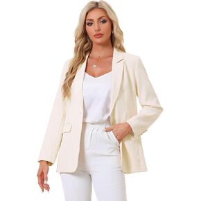 Allegra K Business Blazer for Women's One Button Open Front Work Office Suit Blazers