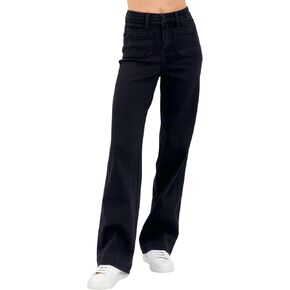 Judy Blue High Waist Patch Pocket Straight Leg Jeans for Women - Comfortable Stretch Denim Blend - 88827