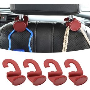 Car Seat Back Hook, 4 Pack Hidden Hooks for Auto Headrest, Multi-Functional Backseat Storage Organizer, Strong Front and Rear Seat Hanger, Universal Vehicle Accessories for Purse Coat