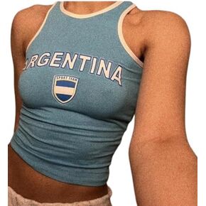 Brazil Strap Tank Top France Crop Top Y2k Shirts Graphic Tees for Women Vintage 90s Streetwear