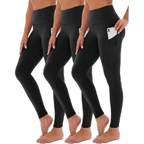 3 Pack Leggings for Women with Pockets, High Waisted Plus Size Workout Compression Yoga Pants(S-4XL)