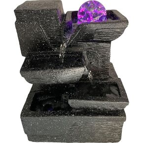 Tabletop Fountain Desktop Fountain with Crystal Ball Indoor Water Waterfall Fountain Office Desk Decor Tabletop Fountain Water Pump Landscape Decoration Fountain Decoration (Style 1)