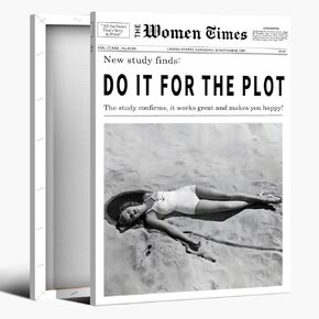 Retro New York Trends Wall Art Black and White Newspaper Poster Do It for The Plot Canvas Prints Funky Feminist Posters Trendy College Wall Decor for Bar Cart Hot Girl Dorm Room Decorative 12x16inch Unframed