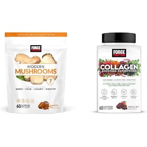 Force Factor Modern Mushrooms Soft Chews with 7 Mushrooms, Collagen Boosting Superfoods with Biotin for Hair Skin Nails, 60 Soft Chews Each