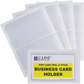 C-Line 70238 Self-Adhesive Business Card Holders, Side Load, 3 1/2 x 2, Clear, 1-Pack