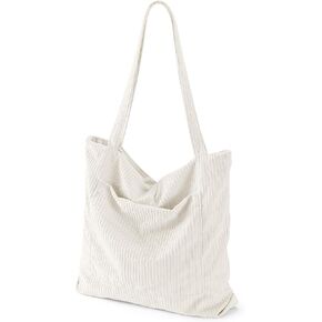 Corduroy Tote Bag for Women Large Hobo Bags Tote Bag with Zipper Casual Shoulder Handbags Work Shopping Bag
