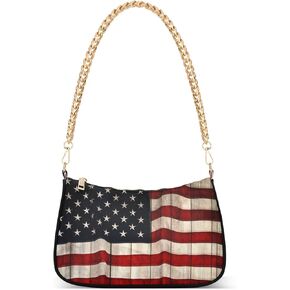 Shoulder Bags for Women American US Flag Independence Day Patriotic Hobo Tote Handbag Small Clutch Purse with Zipper Closure