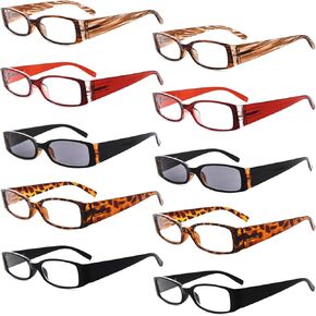Eyekepper 10 Pack Small Eyeglasses for Women(8 Pairs Glasses & 2 Pairs Sunglasses) Cat-eye Ladies Eyeglasses +0.00