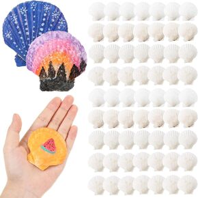 100 Pcs Sea Shell for Crafting Natural Large Scallop Shells White Oyster Shells Bulk for Decorating DIY Home Beach Wedding Ocean Themed Party Baking Shells for Serving Food (1.97''-2.76'')