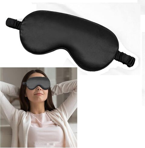 قناع العين للنوم من الحرير الطبيعي مع حزام قابل للتعديل، غطاء مرن يساعد على النوم معصوب العينين من أجل نوم كامل طوال الليل، والسفر والقيلولة، غطاء ظلال نوم فائق النعومة والسلس (أخضر الطاووس) in Kuwait