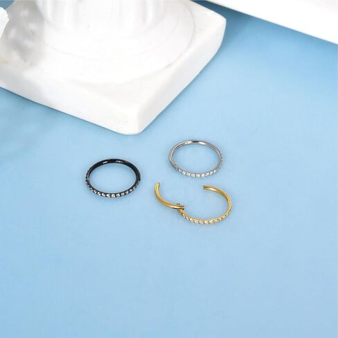 G23 Titanium Nose Rings Hoops Seamless Clicker Cz Nose Septum Piercings Rings Cute Diamond Hinged 16g 20g Cartilage Conch Daith Helix Tragus Piercing Jewelry in Saudi Arabia