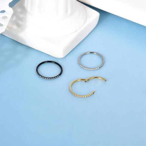 G23 Titanium Nose Rings Hoops Seamless Clicker Cz Nose Septum Piercings Rings Cute Diamond Hinged 16g 20g Cartilage Conch Daith Helix Tragus Piercing Jewelry in Saudi Arabia