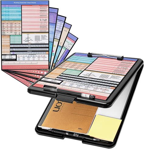 Deli Nursing Clipboard with Storage, Nurse Clipboard with 5 Quick Access Cheat Sheet for Nurses, Nursing Students, Doctor, Medical Professionals, Purple in Saudi Arabia