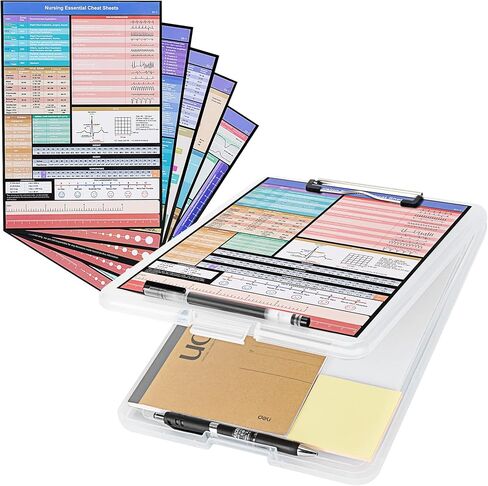 Deli Nursing Clipboard with Storage, Nurse Clipboard with 5 Quick Access Cheat Sheet for Nurses, Nursing Students, Doctor, Medical Professionals, Purple in Saudi Arabia