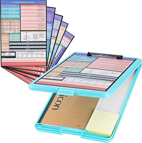 Deli Nursing Clipboard with Storage, Nurse Clipboard with 5 Quick Access Cheat Sheet for Nurses, Nursing Students, Doctor, Medical Professionals, Purple in Saudi Arabia