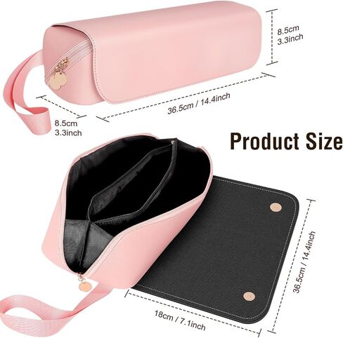 حقيبة سفر من SS Hair Tools وحصيرة مقاومة للحرارة للأدوات الساخنة، حقيبة سفر جلدية لمكواة تجعيد الشعر لأدوات الشعر، أساسيات السفر المحمولة للنساء، أسود in Kuwait