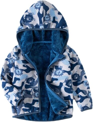 Kids Boys Girls Polar Fleece Jacket with Hood Toddler Outerwear Warm Autumn Winter Youth Coat 3-12Years in Kuwait