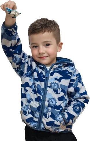 Kids Boys Girls Polar Fleece Jacket with Hood Toddler Outerwear Warm Autumn Winter Youth Coat 3-12Years in Kuwait