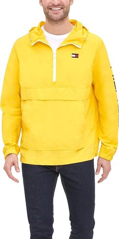 Tommy Hilfiger Men's Retro Lightweight Taslan Hooded Popover Water Resistant Windbreaker Jacket in Saudi Arabia