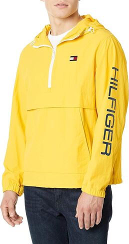 Tommy Hilfiger Men's Retro Lightweight Taslan Hooded Popover Water Resistant Windbreaker Jacket in Saudi Arabia