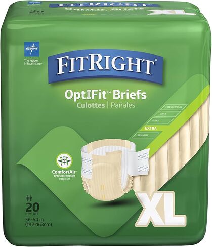 ملابس داخلية للبالغين من Medline FitRight OptiFit مع علامات تبويب، امتصاص متوسط، متوسط، 32"-42"، 4 عبوات من 20 (إجمالي 80) in Saudi Arabia