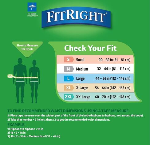 ملابس داخلية للبالغين من Medline FitRight OptiFit مع علامات تبويب، امتصاص متوسط، متوسط، 32"-42"، 4 عبوات من 20 (إجمالي 80) in Saudi Arabia