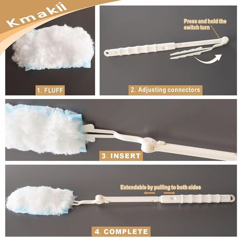 KMAKII 360 Degree Heavy Duty Duster Disposable Duster with a Long Handle and a Short Handle, 20 Count Duster Refills in Kuwait