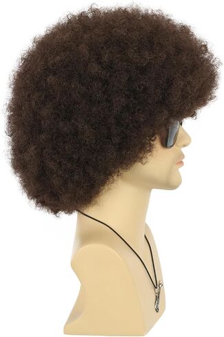 Afro Fluffy Wig for Men or Women Short Curly Black Rocker Wig California Halloween Hippie Party Cosplay Costume Wig (Black) in Saudi Arabia