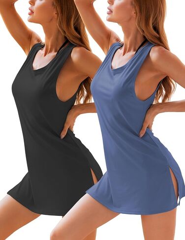 YYA 2 Pack مثير تانك قمصان النوم للنساء بلا أكمام قمصان النوم قميص ليلة الملابس الداخلية فستان S-XXL in Kuwait