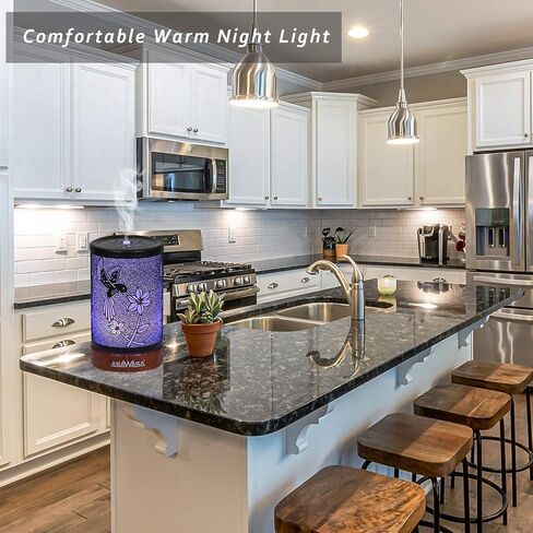 ASAWASA Diffusers for Essential Oils, Essential Oil Diffuser with Waterless Auto Shut-Off, Metal Art Aromatherapy Humidifier with Multicolor Changed Night Light,Ideal for Home Gifts Spa Yoga (Banyan) in Kuwait