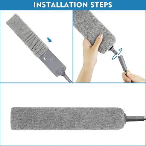 منظف ​​غبار ذو فجوة قابل للسحب - منفضة يدوية متعددة الوظائف، ممسحة غبار بفرشاة غبار من الألياف الدقيقة مع عمود تمديد 80 بوصة، فرشاة غبار تلسكوبية، أداة تنظيف لمروحة السقف، فجوة الأثاث المنزلية السفلية in Kuwait