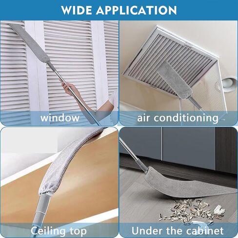 منظف ​​غبار ذو فجوة قابل للسحب - منفضة يدوية متعددة الوظائف، ممسحة غبار بفرشاة غبار من الألياف الدقيقة مع عمود تمديد 80 بوصة، فرشاة غبار تلسكوبية، أداة تنظيف لمروحة السقف، فجوة الأثاث المنزلية السفلية in Kuwait