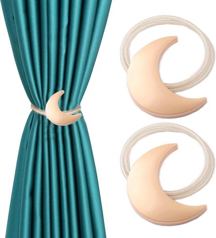 HCY 1 Pair Kid's Room Moon Curtain Tiebacks Alloy Magnetic Curtain Buckle Drapery Holdbacks Office Decor No Tools Required (Silver) in Saudi Arabia