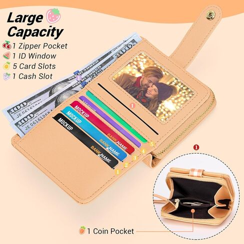 YINHEXI Women’s Wallet, Small Bifold RFID Blocking Zipper Around Card Holder, Cute Small Leather Pocket Wallet for Women, Girls, Ladies (Pink) in Saudi Arabia