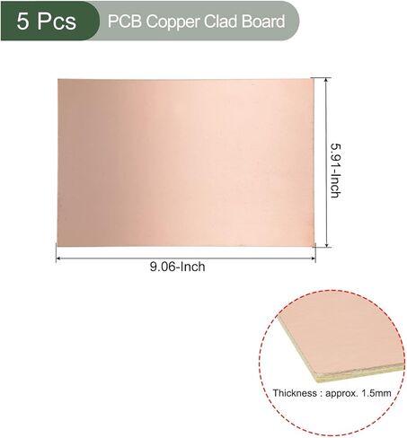 YOKIVE 5 Pcs PCB Copper Clad Board, FR4 Single-Sided Blank Circuit Boards, Great for Electronic Hobbies, Etching, Circuit Projects (70mmx50mmx0.8mm) in Saudi Arabia