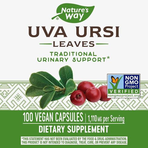 Nature's Way Uva Ursi – 1,110 mg per 3-capsule Serving - Traditional Urinary Support* - Non-GMO Project Verified - Herbal Dietary Supplement - Gluten Free - 100 Vegan Capsules in Saudi Arabia