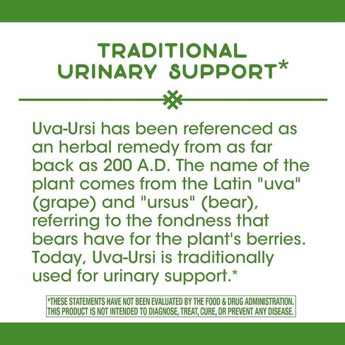Nature's Way Uva Ursi – 1,110 mg per 3-capsule Serving - Traditional Urinary Support* - Non-GMO Project Verified - Herbal Dietary Supplement - Gluten Free - 100 Vegan Capsules in Saudi Arabia