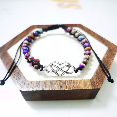 To My Granddaughter-Infinity Heart Bracelet, Natural Emperor Stone Double Layer Purple Beaded Woven Wrap Bracelets Adjustable Mind Peace Gift Jewelry in Saudi Arabia