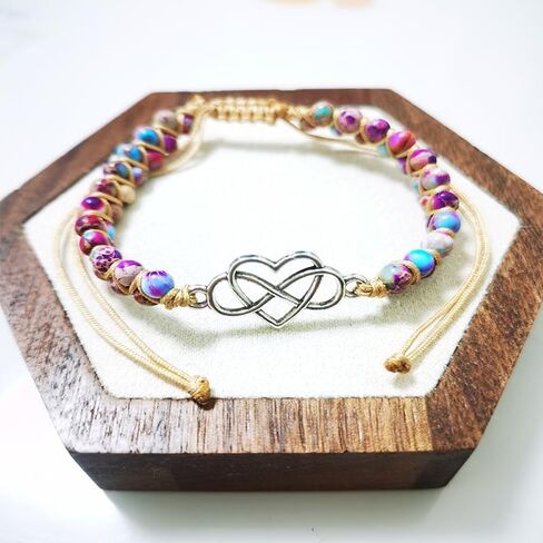 To My Granddaughter-Infinity Heart Bracelet, Natural Emperor Stone Double Layer Purple Beaded Woven Wrap Bracelets Adjustable Mind Peace Gift Jewelry in Saudi Arabia