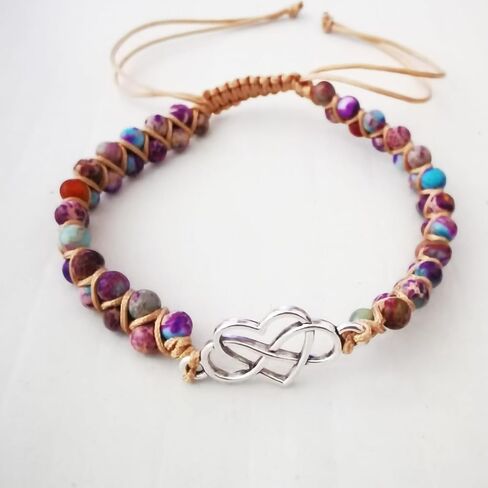 To My Granddaughter-Infinity Heart Bracelet, Natural Emperor Stone Double Layer Purple Beaded Woven Wrap Bracelets Adjustable Mind Peace Gift Jewelry in Saudi Arabia