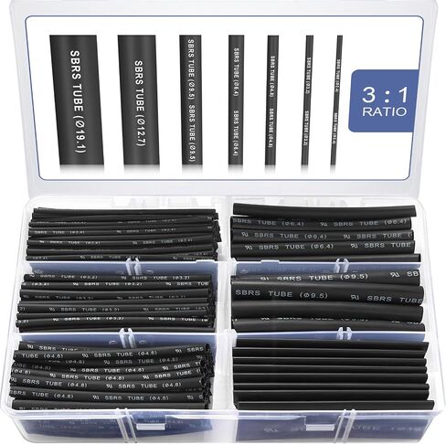 Heat Shrink Tubing Kit - Sopoby 3:1 Ratio Adhesive Lined, Marine Grade Automotive Industrial Shrink Wrap - Black 360 PCS in Saudi Arabia