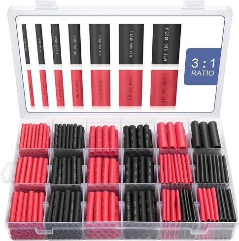 Heat Shrink Tubing Kit - Sopoby 3:1 Ratio Adhesive Lined, Marine Grade Automotive Industrial Shrink Wrap - Black 360 PCS in Saudi Arabia
