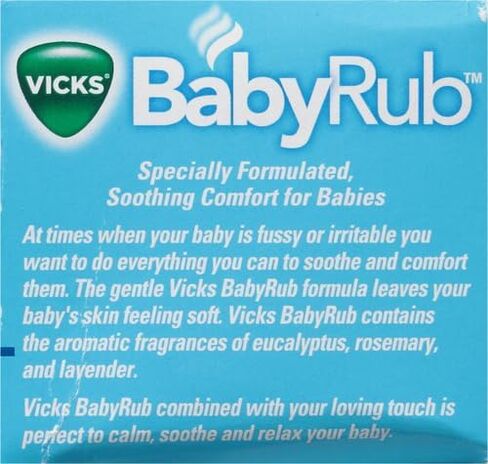 Vicks BabyRub، مرهم فرك الصدر المهدئ غير الطبي مع الأوكالبتوس وإكليل الجبل واللافندر لتهدئة الطفل وتهدئته واسترخائه، للأطفال من عمر 3 أشهر، + 1.76 أونصة in Saudi Arabia