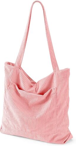 Corduroy Tote Bag for Women Large Hobo Bags Tote Bag with Zipper Casual Shoulder Handbags Work Shopping Bag in Saudi Arabia